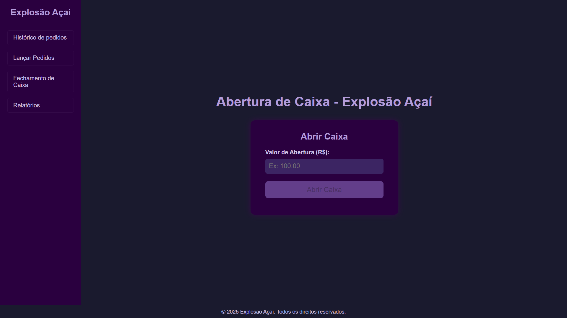 Tela de abertura